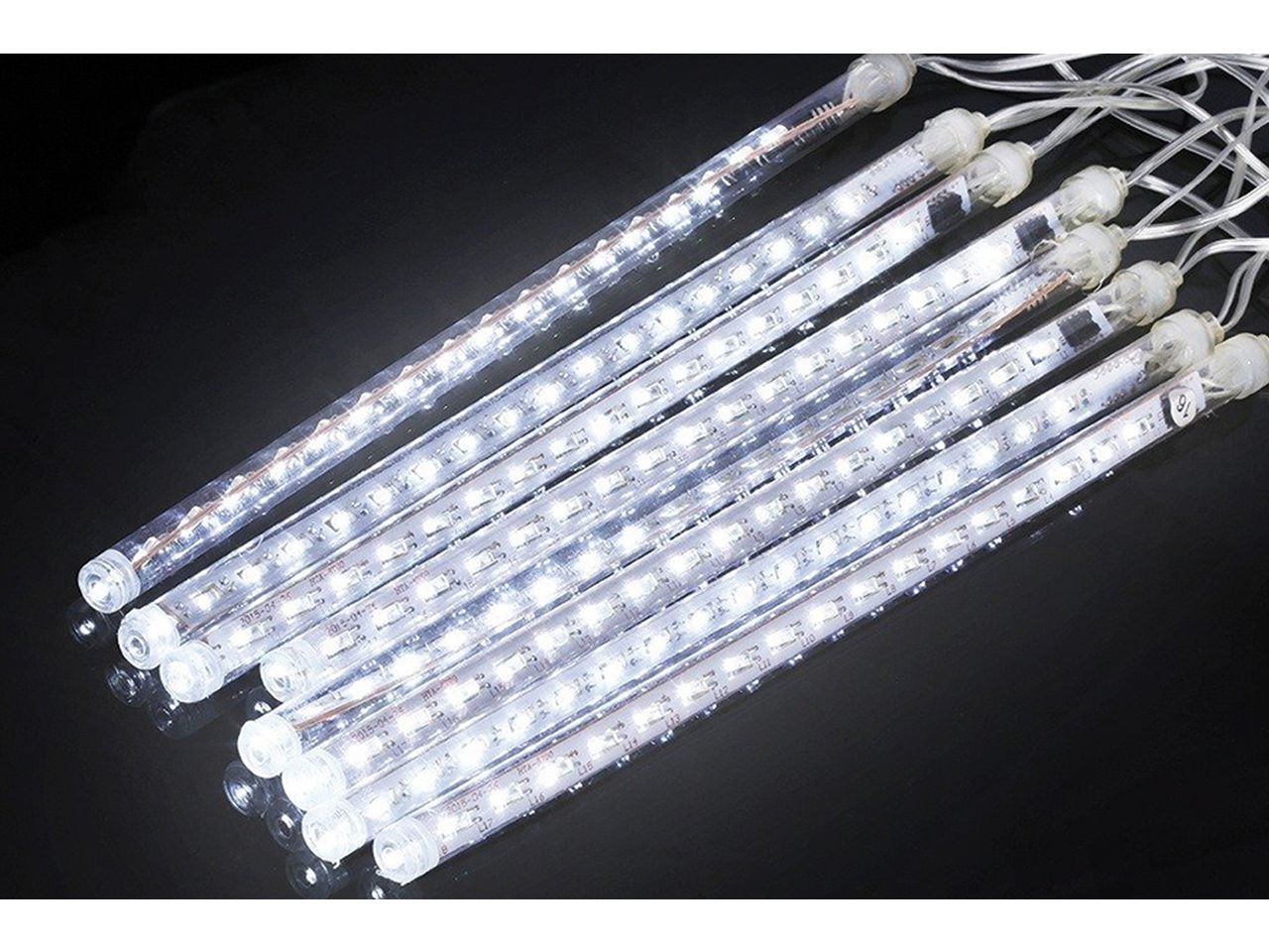 Tenda di luci natalizia con 8 tubi e 384 led misura 3x0,5mt per uso esterno connect colore bianco