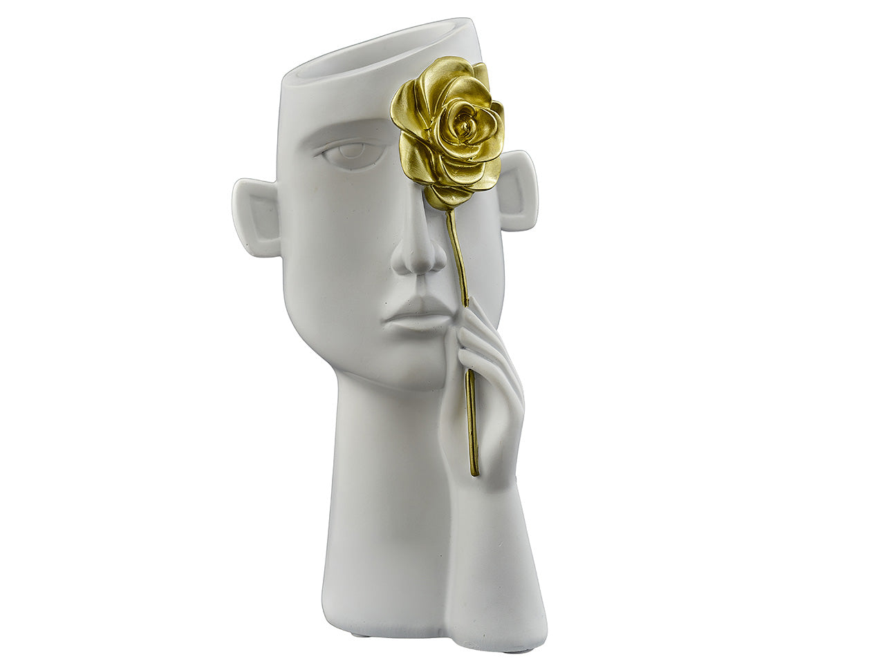 Vaso bianco c/fiore 13x13x27cm 1299035
