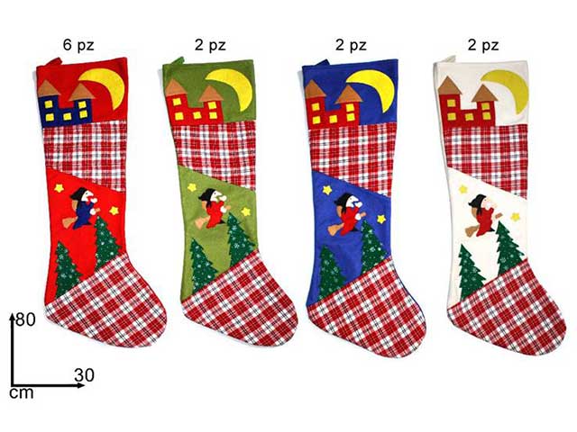 calza befana con tessuto scozzese 80cm