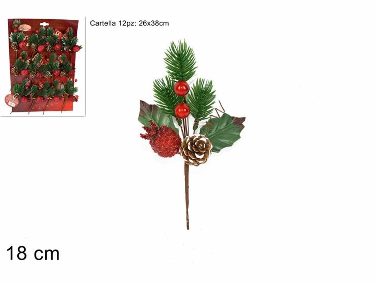 Spillone bacche con pigne e melograno 18cm