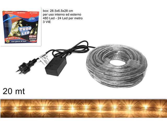 Tubo led 20mt 3 viebianco caldo 480 led uso esterno