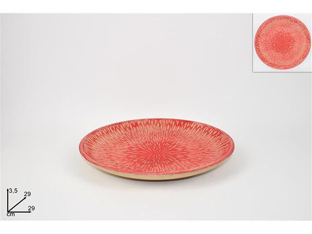 piatto legno 29cm rosso gi008552