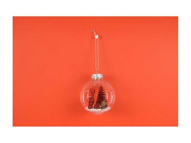 sfera 8cm con renna+albianco rosso al005333
