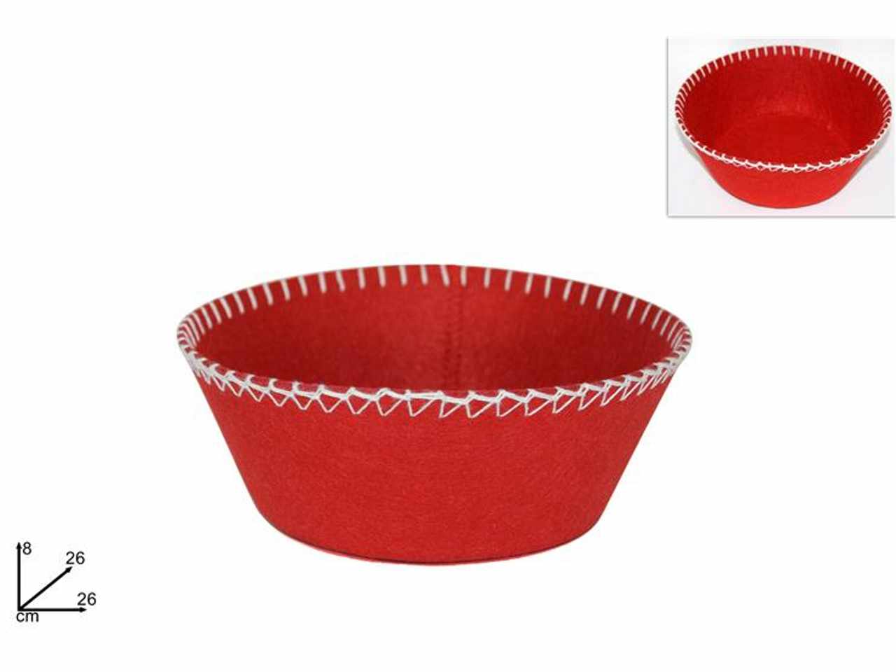 Cesto feltro tondo rosso 8cm