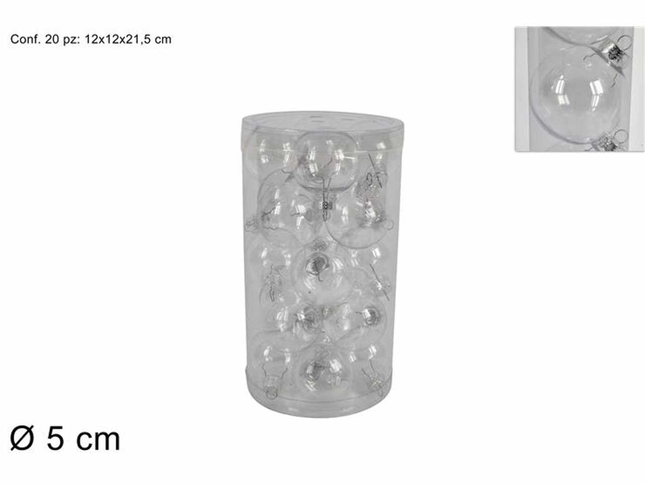 Palle d.5cm 20 pezzi plastica trasparente