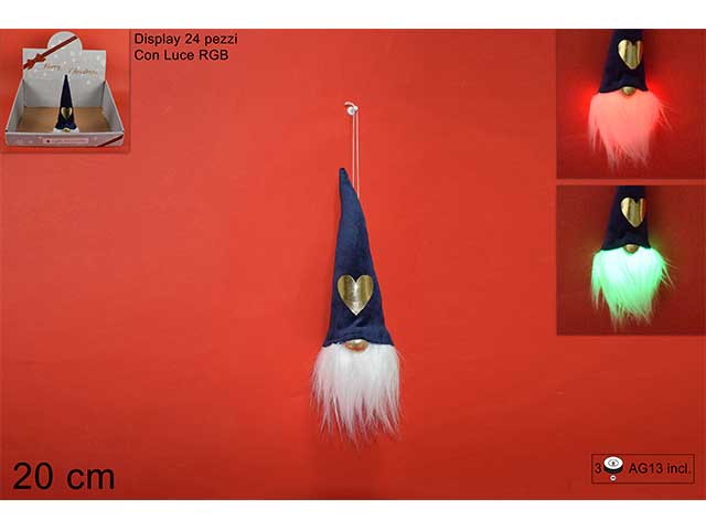 gnomo con cappello luce blu 20cmmn001287d