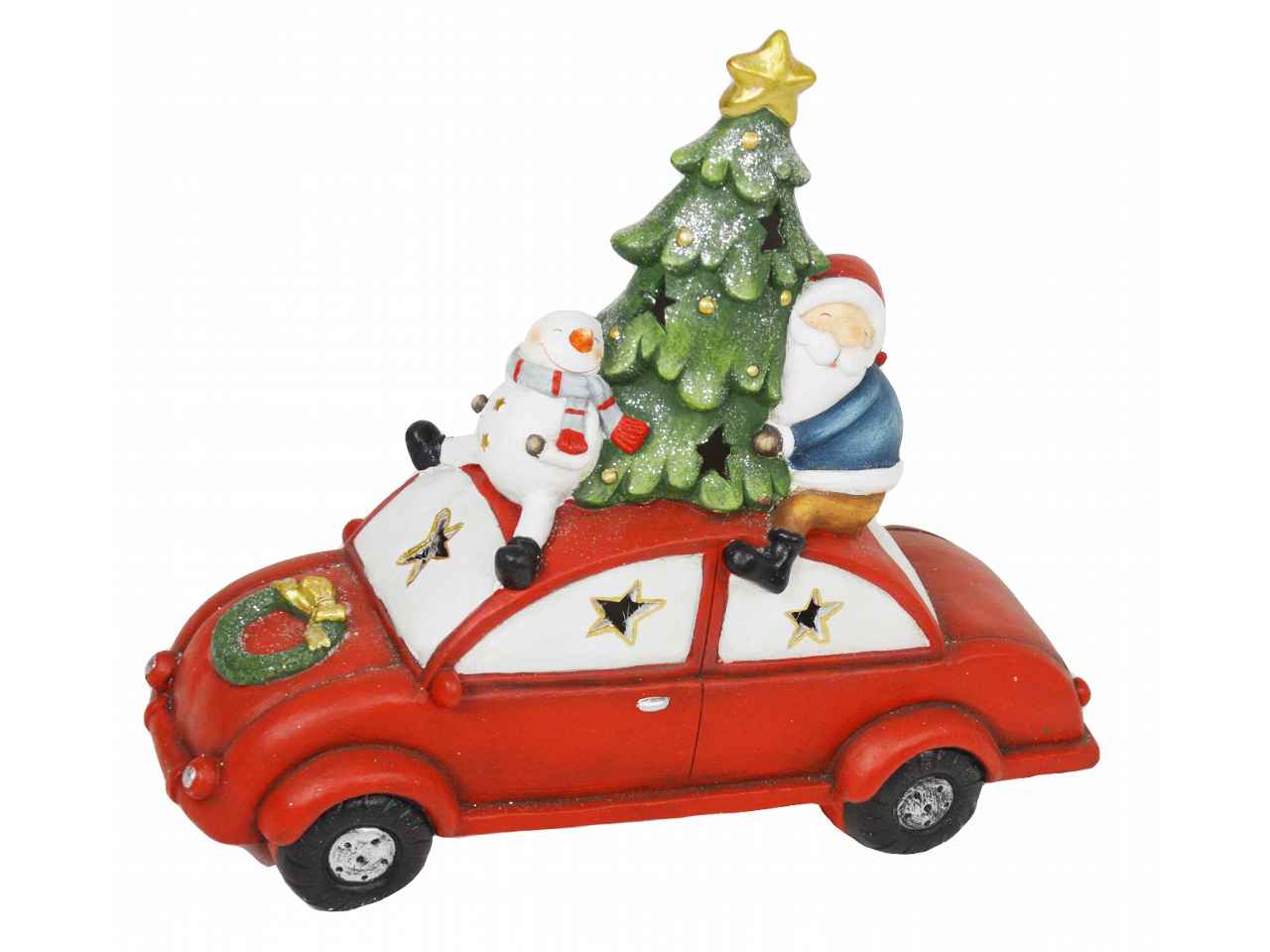 Babbo natale su auto con led nym-2007 cm80x32x69