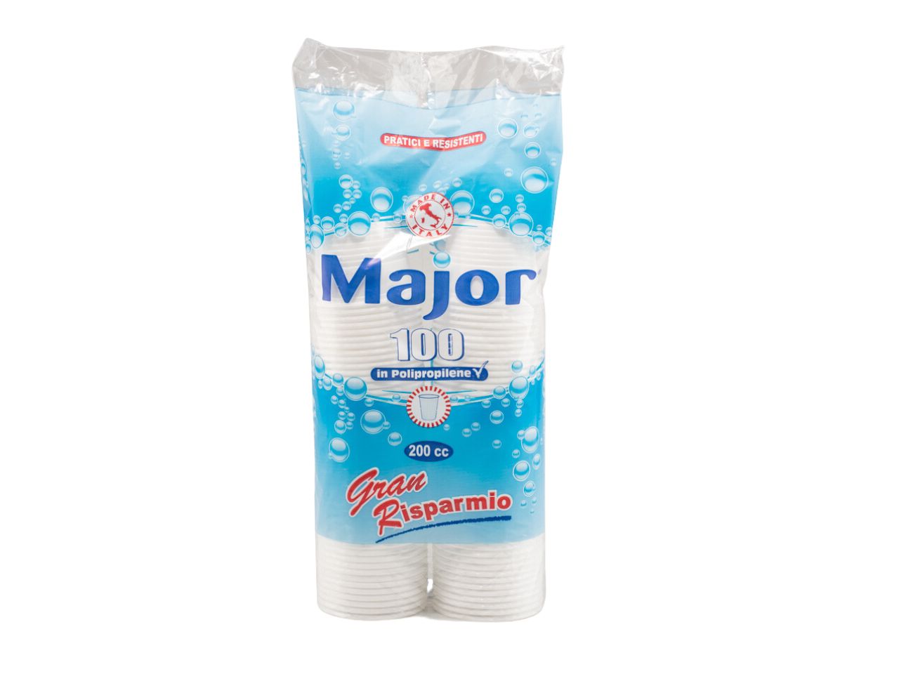 Bicchieri 200cc in polipropilene bianchi linea major spring - la confezione contiene 100 bicchieri