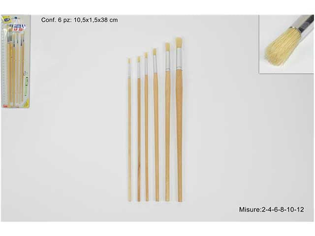 pennelli punta tonda color legno 10.5x1.5x38 cm