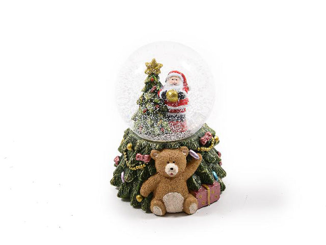 Albero palla di neve in resina con luci 10x10xh12cm scatola regalo