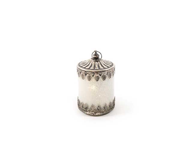 lanterna milky white c/led 8.5xh13.5cm