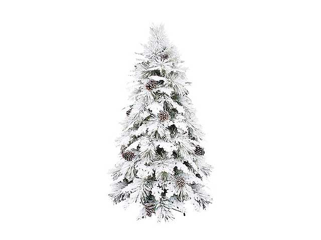 Albero di natale linea chamonix innevato con pigne e 595 rami - misura d.120xh.210cm a innesto