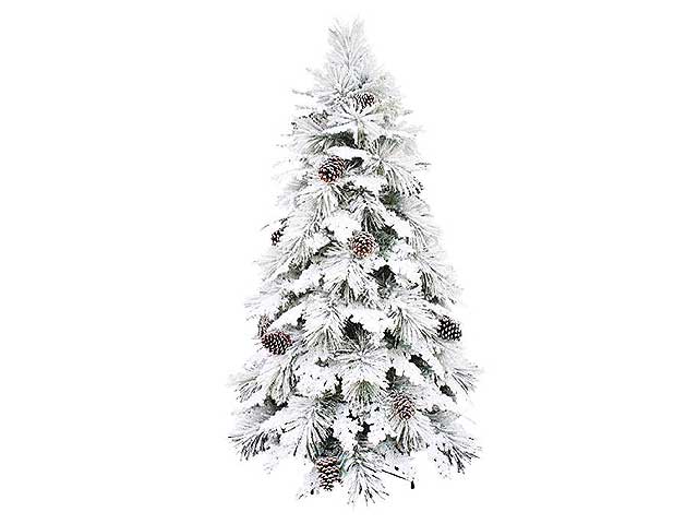 Albero di natale linea chamonix innevato con pigne e 1436 rami - misura d.165xh.300cm a innesto