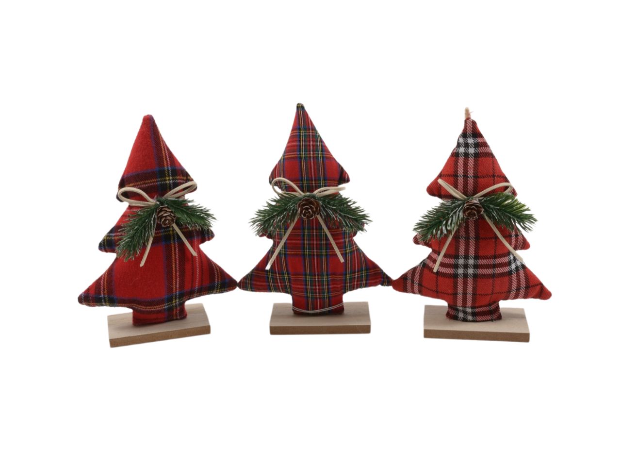 Albero natalizio "tartan" in tessuto 14x6xh.20cm assortito