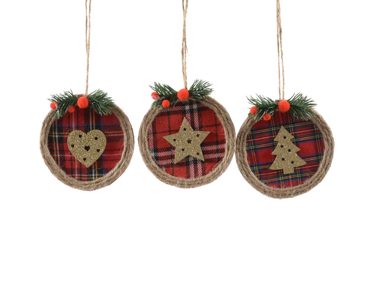 pendente natalizio "tartan" diam.10x1xh.10cm assortito