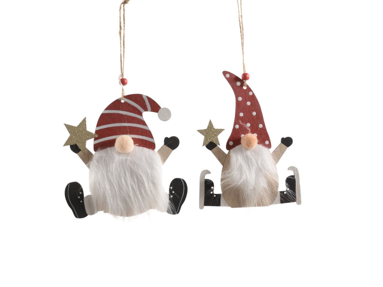 Pendente babbo natale atletico in legno 12,5xh.17cm assortito
