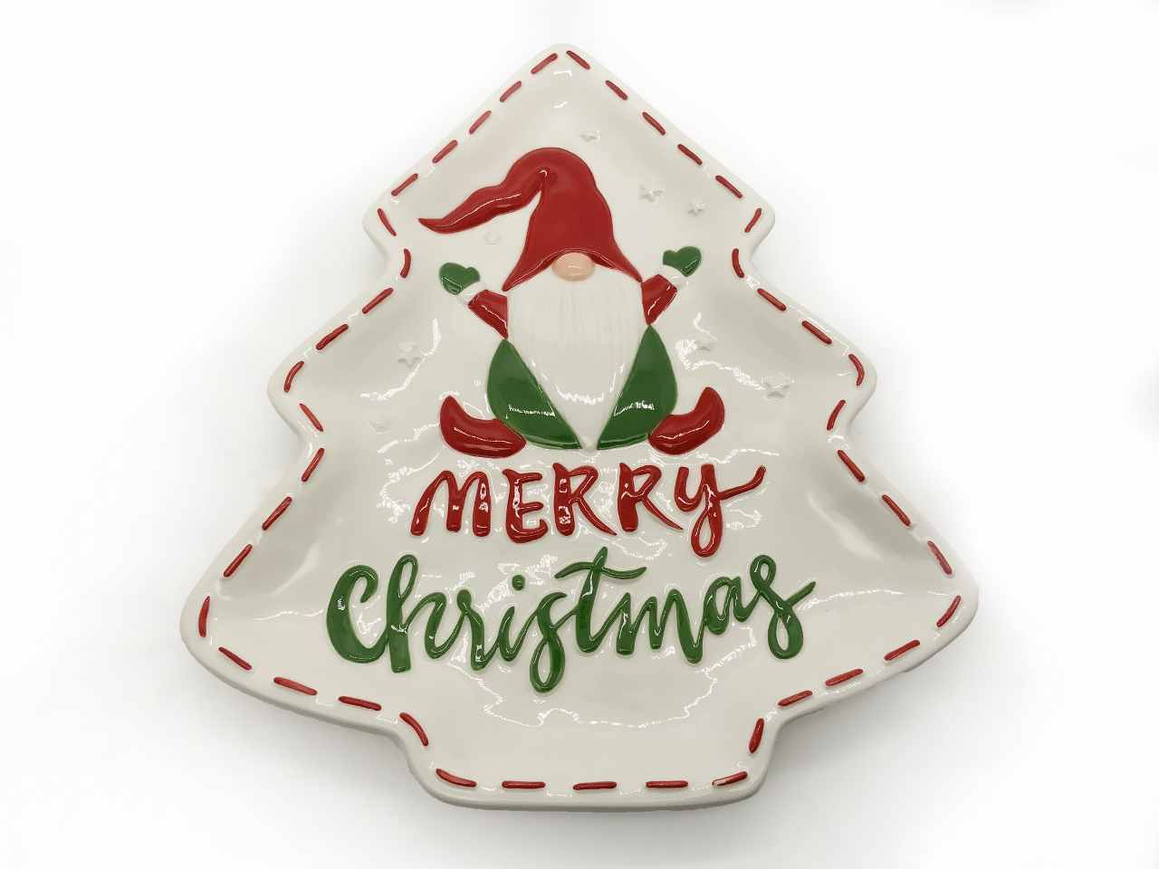 Piatto in ceramica "merry christmas" 22.5x26.5 cm
