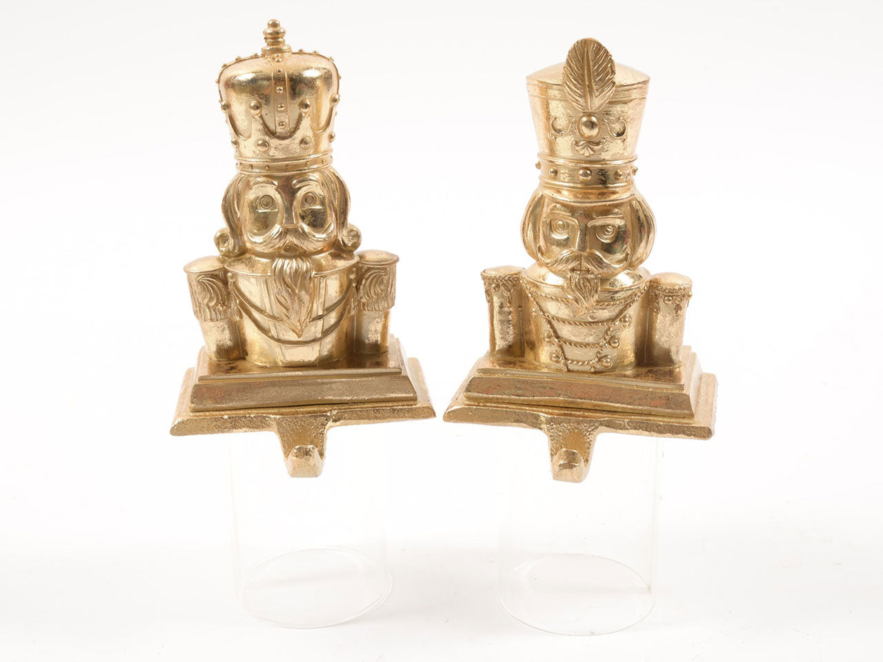 Supporto per calza di natale soldatino oro in resina e ghisa 18x11x8.5cm ass