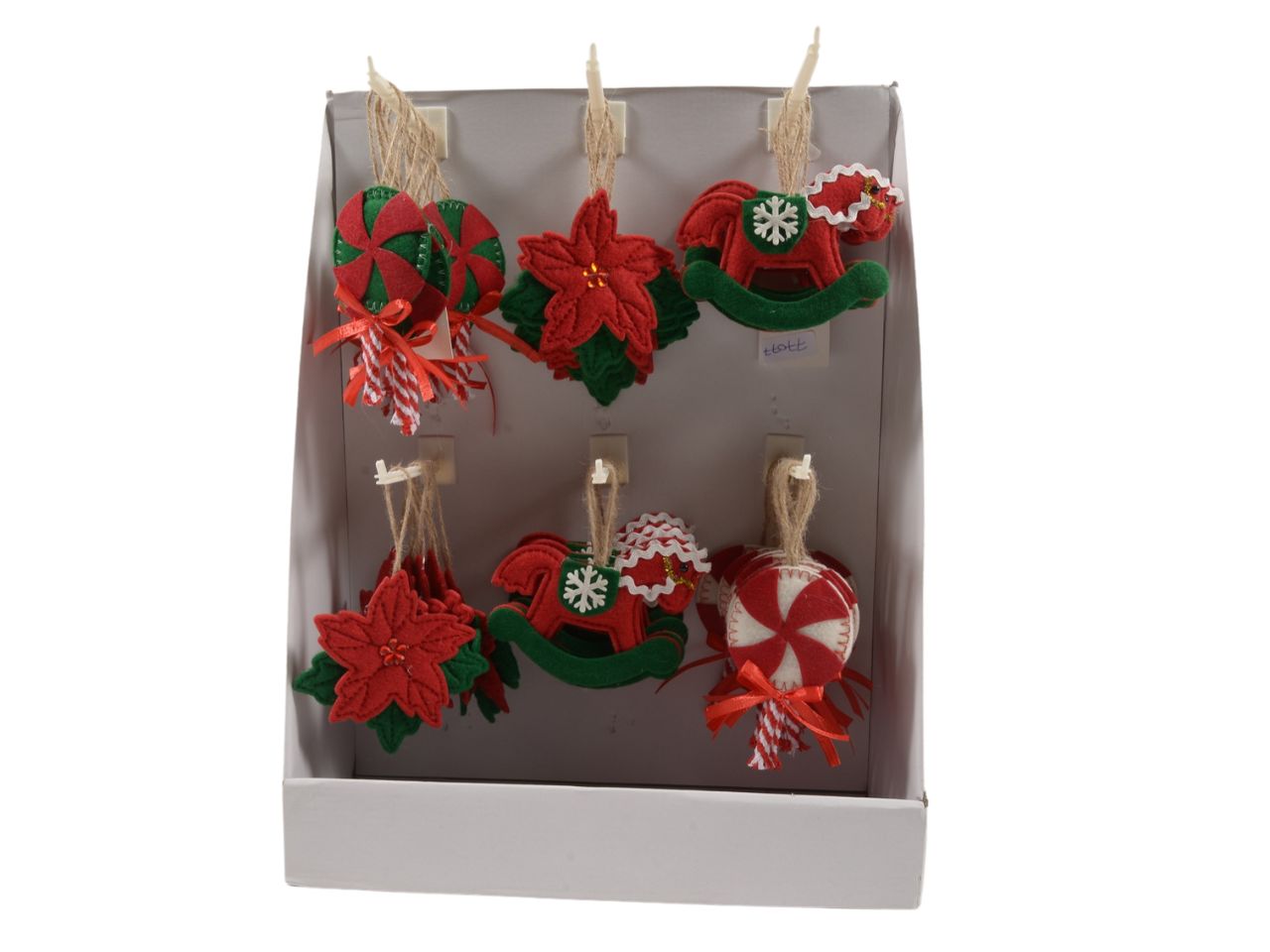 Pendente "christmas time" in pannolenci 11x1xh.13cm in espositore, design a