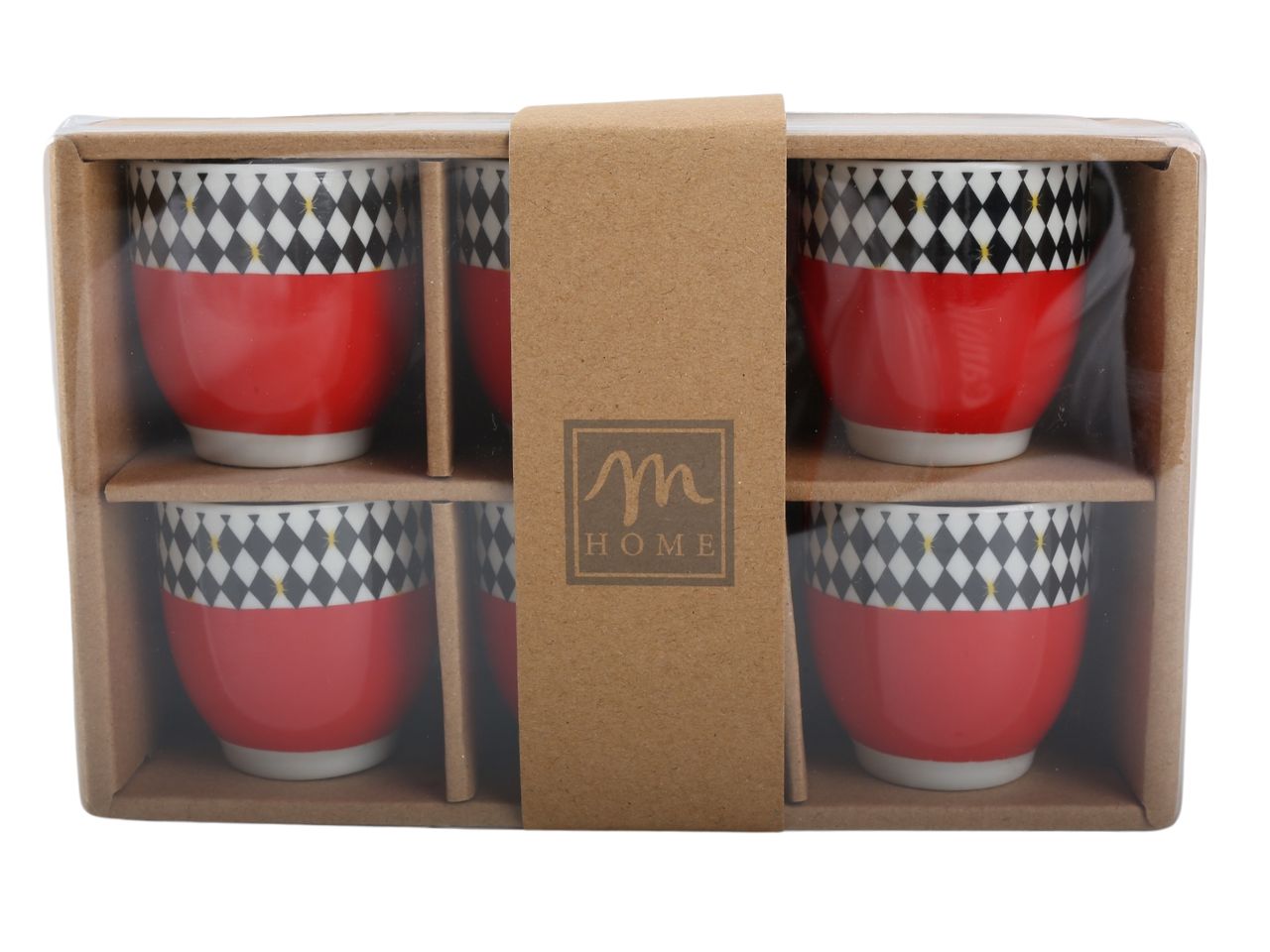 tazzine in porcellana "wonderland" 90ml 20.5x13.5xh.6.5cm in confezione regalo 6pz