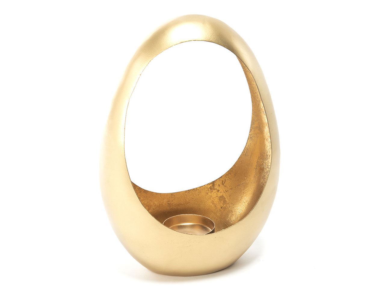 Portacandela in metallo foglia oro misura 21x10xh.29cm