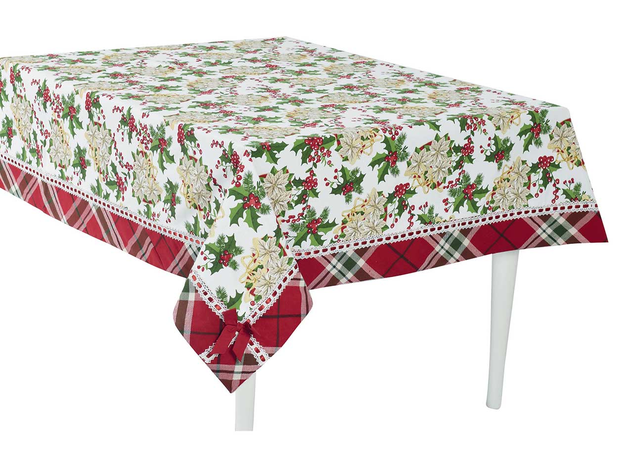 Tovaglia 140x180cm con bordo tartan 100% cotone
