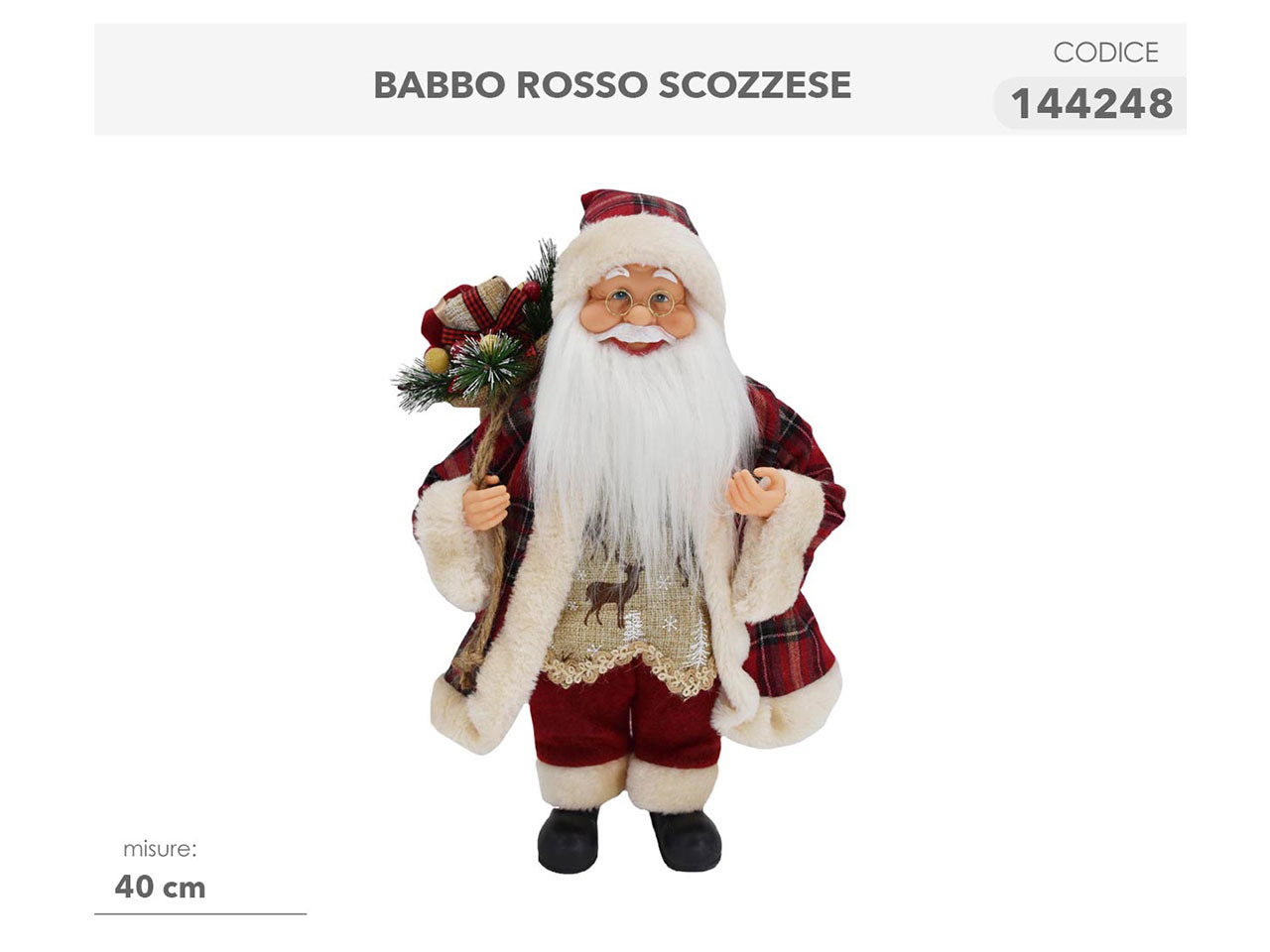 Babbo rosso scozzese 40cm