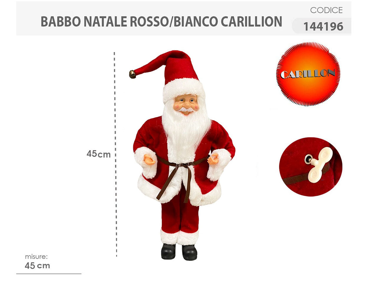 Babbo natale 45cm carillon rosso bianco