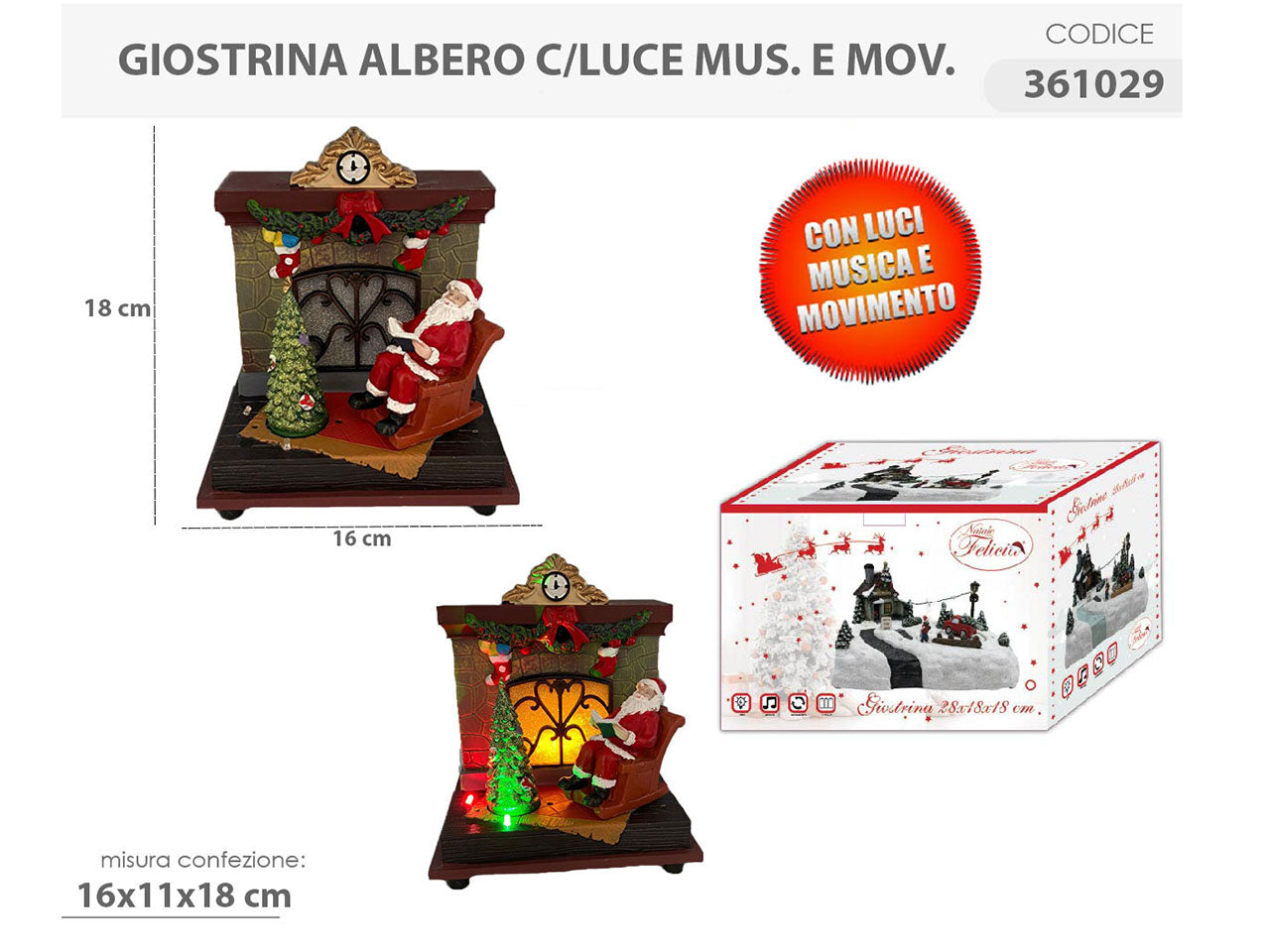 Giostrina albero 16x11x18cm con luci e musica