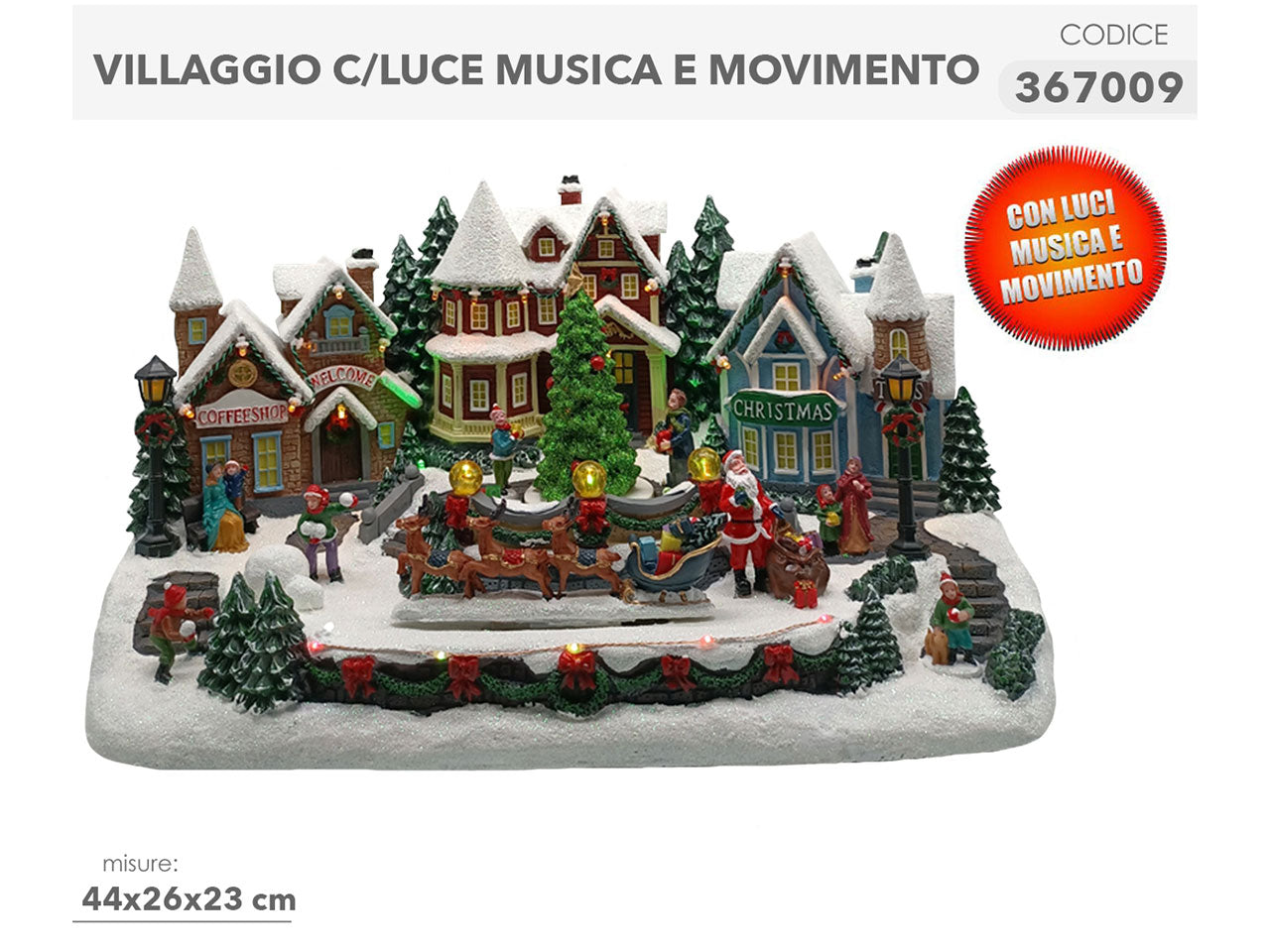 Villaggio 44x26x23cm con luci, musica e movimento