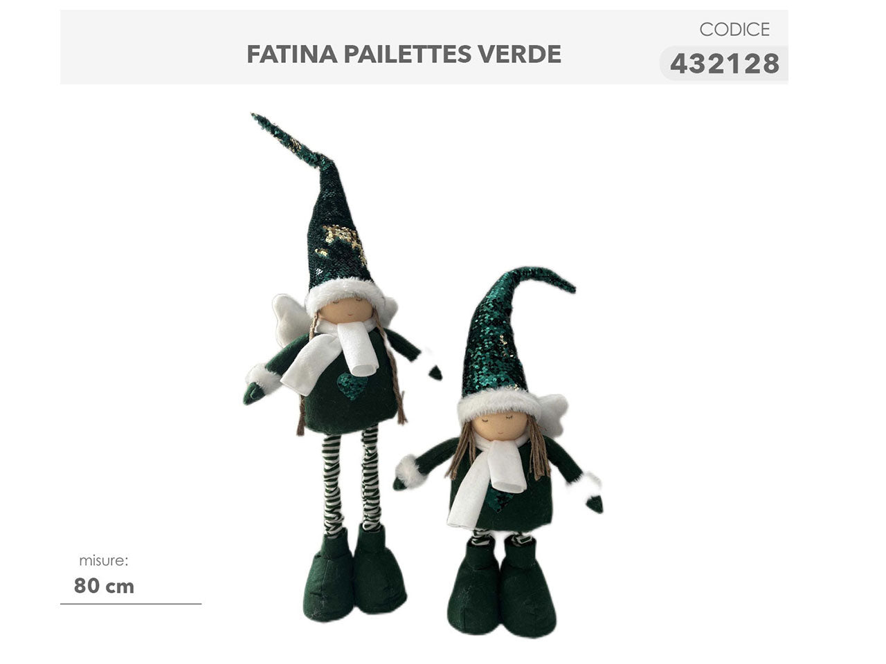 Fatina con paillettes verde 80cm