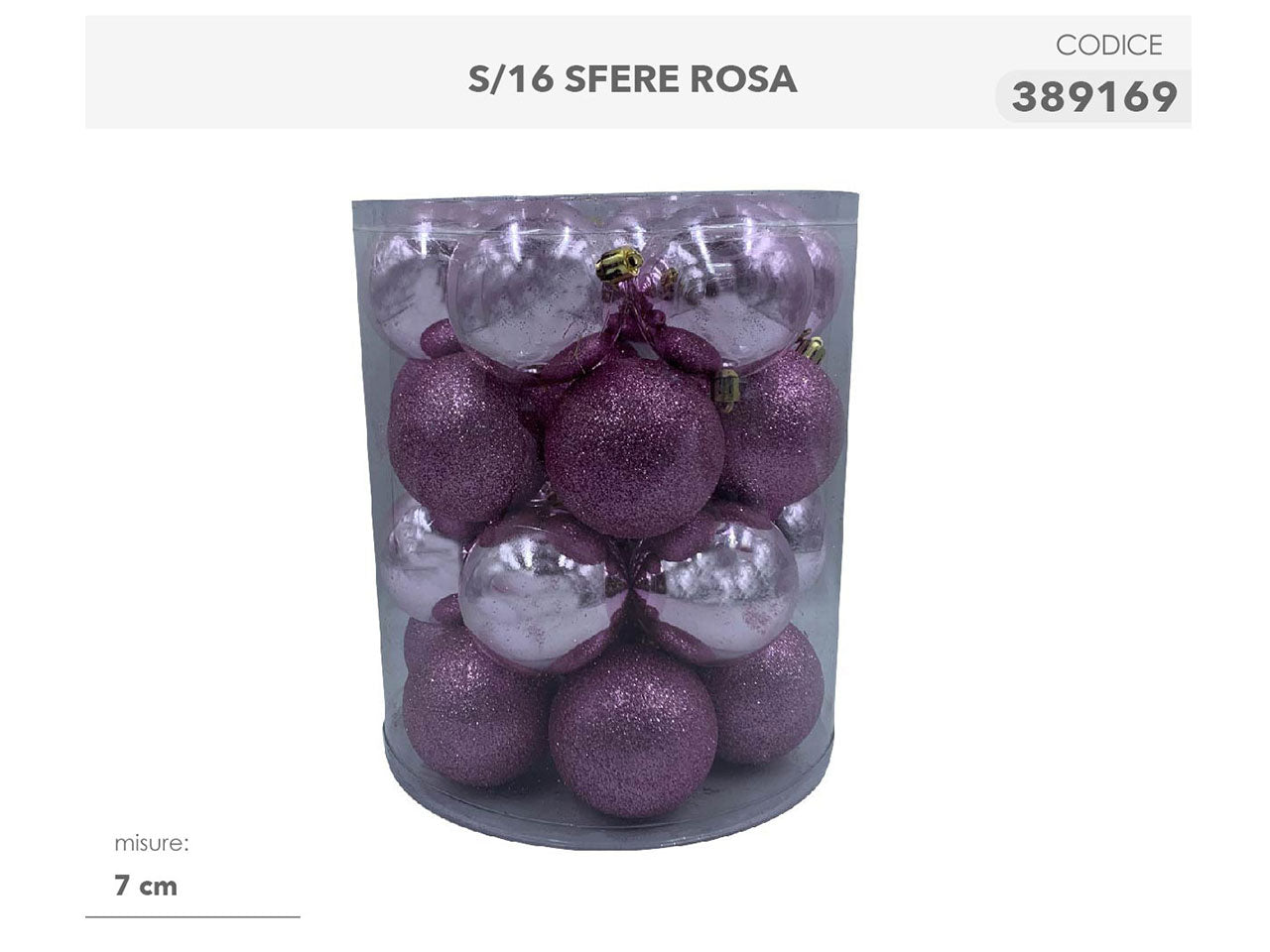 Sfere d.7cm 16pezzi rosa