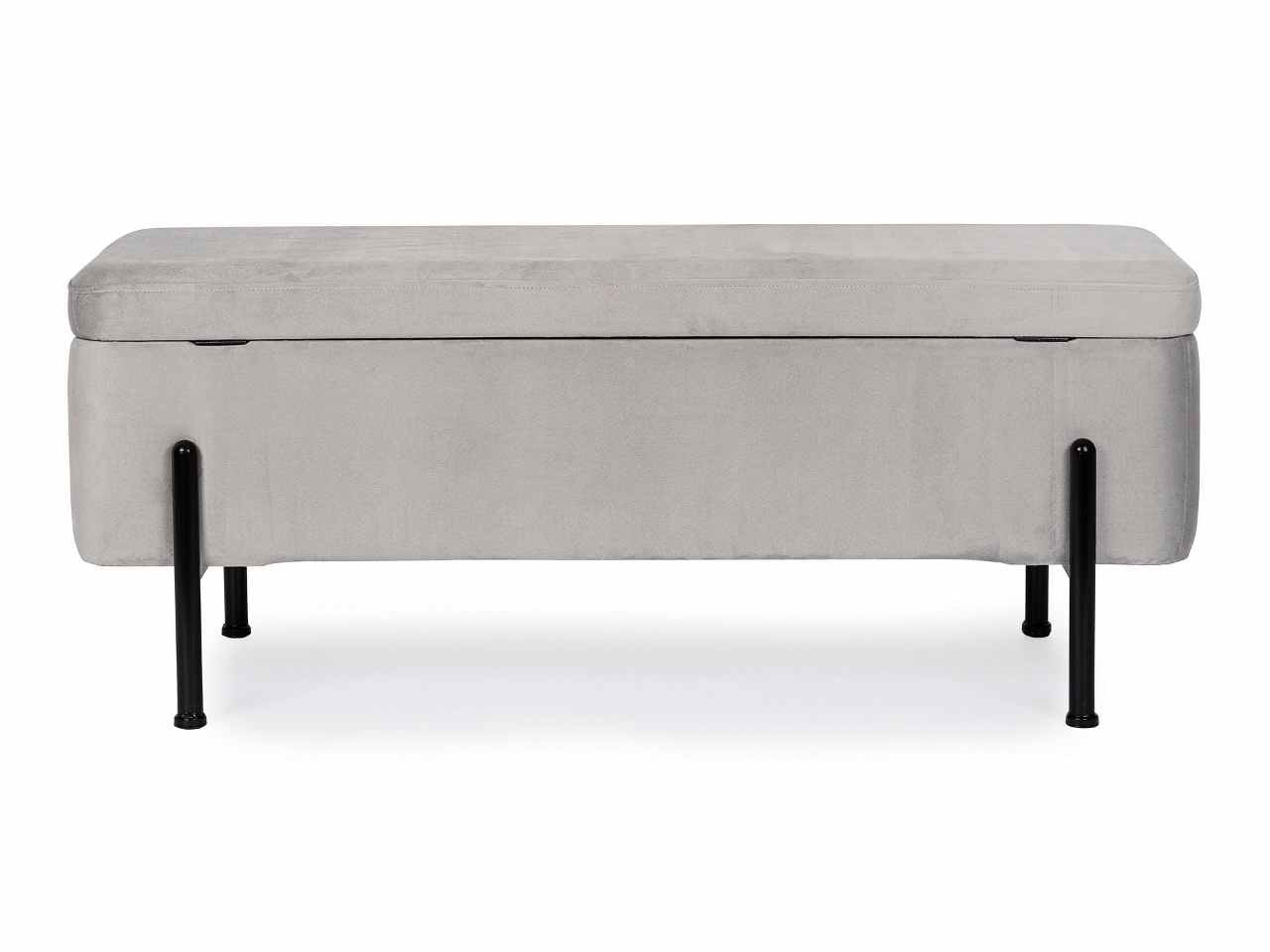 Panca nero in multistrato colore grigio chiaro effetto velluto 110x42xh.42cm