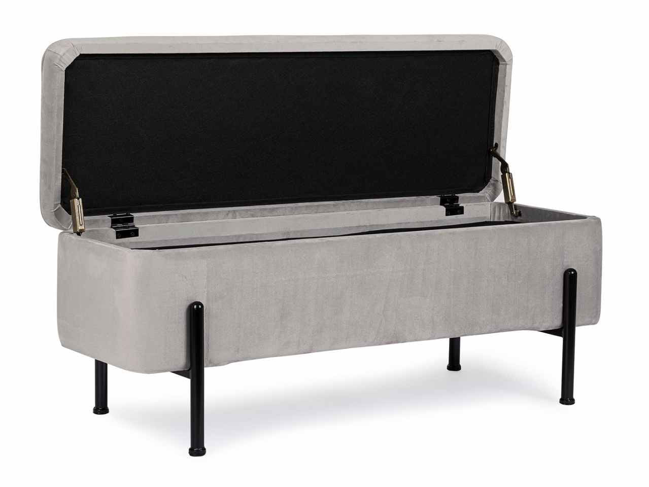 Panca nero in multistrato colore grigio chiaro effetto velluto 110x42xh.42cm