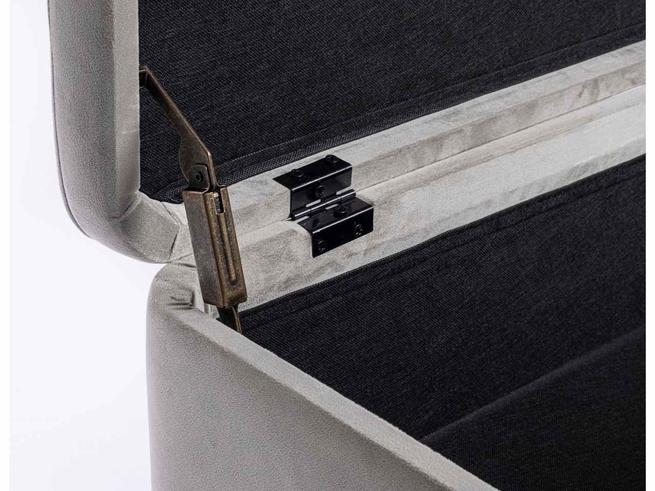 Panca nero in multistrato colore grigio chiaro effetto velluto 110x42xh.42cm