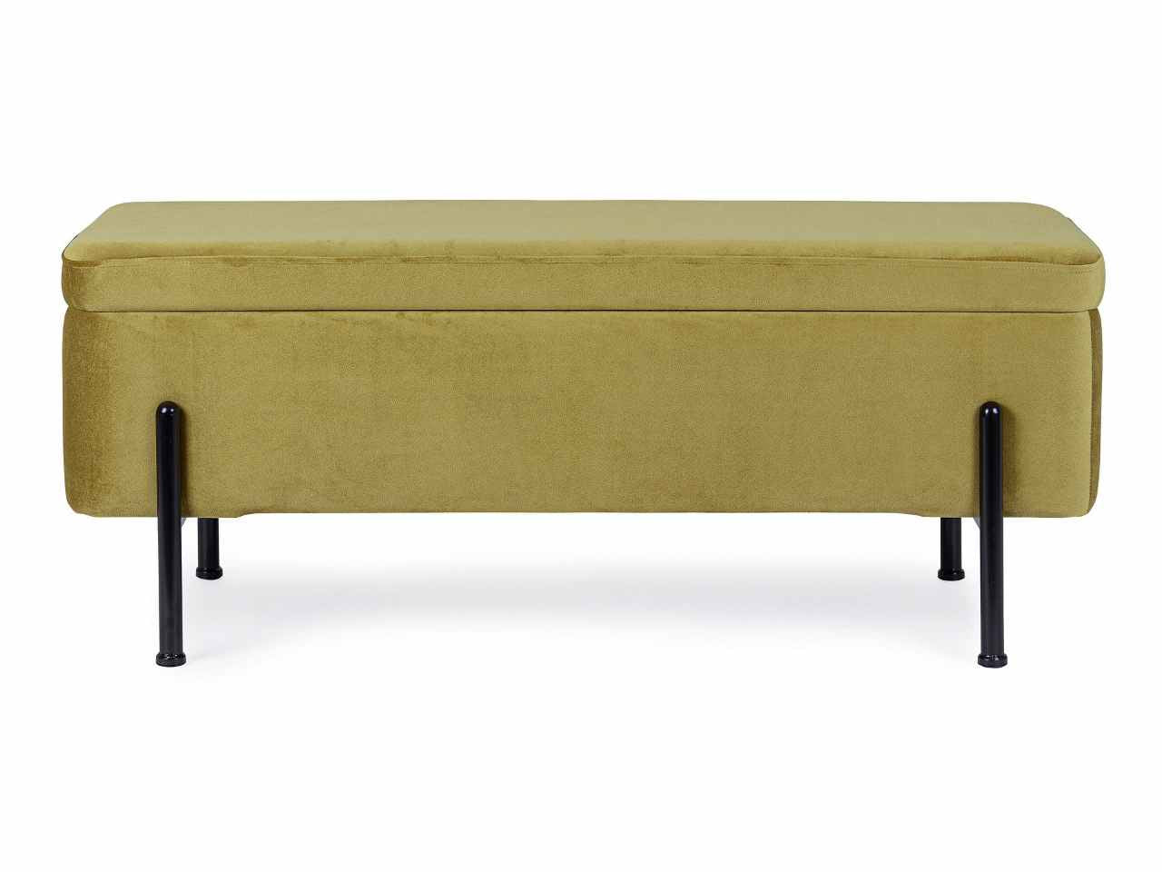 Panca nero in multistrato colore verde oliva effetto velluto 110x42xh.42cm