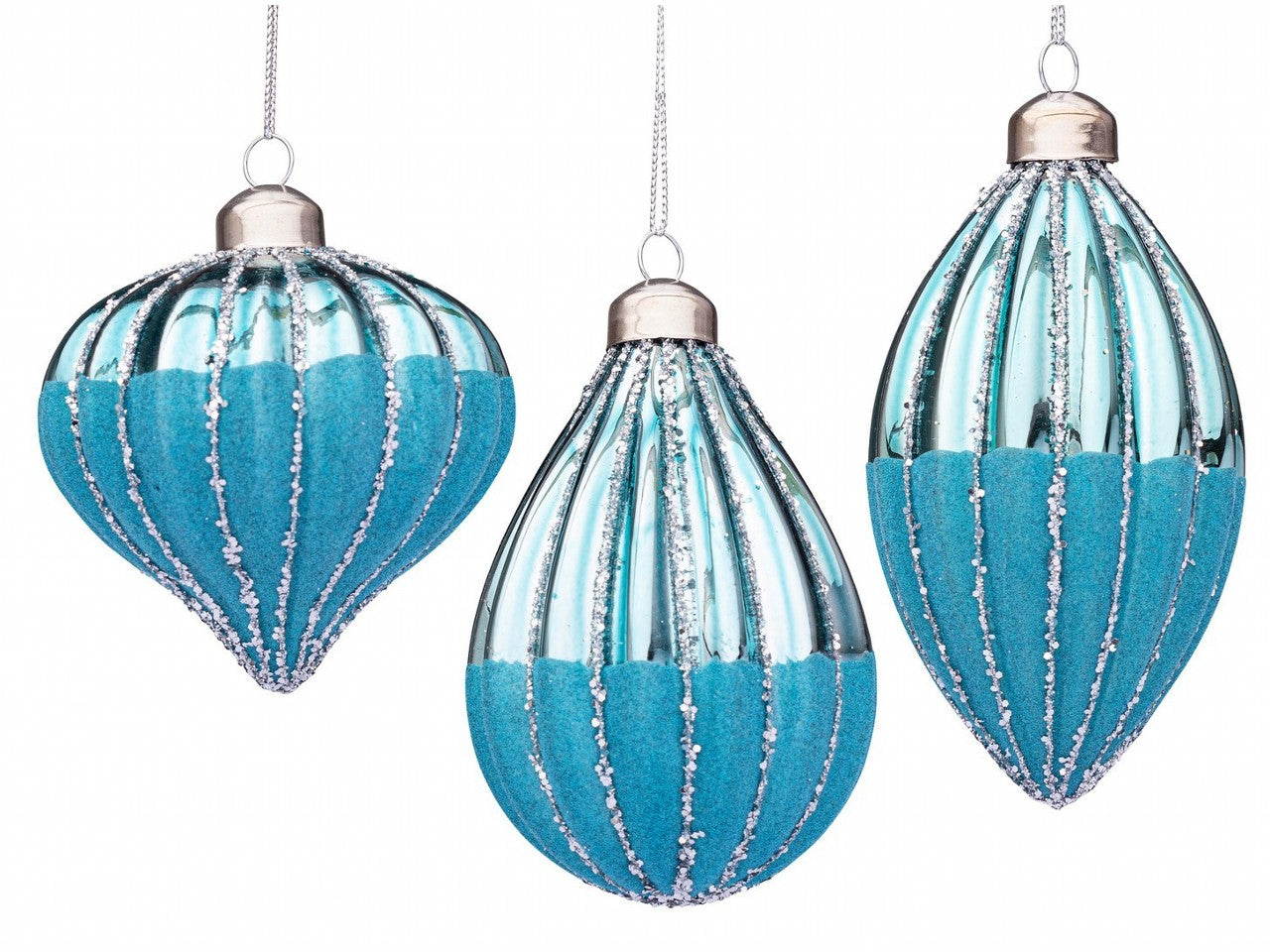 Pendente in vetro azzurro forme assortite