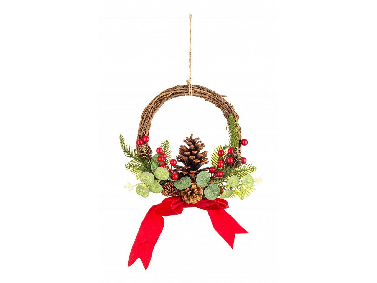Appendino christin tondo rosso con pigna d.25cm