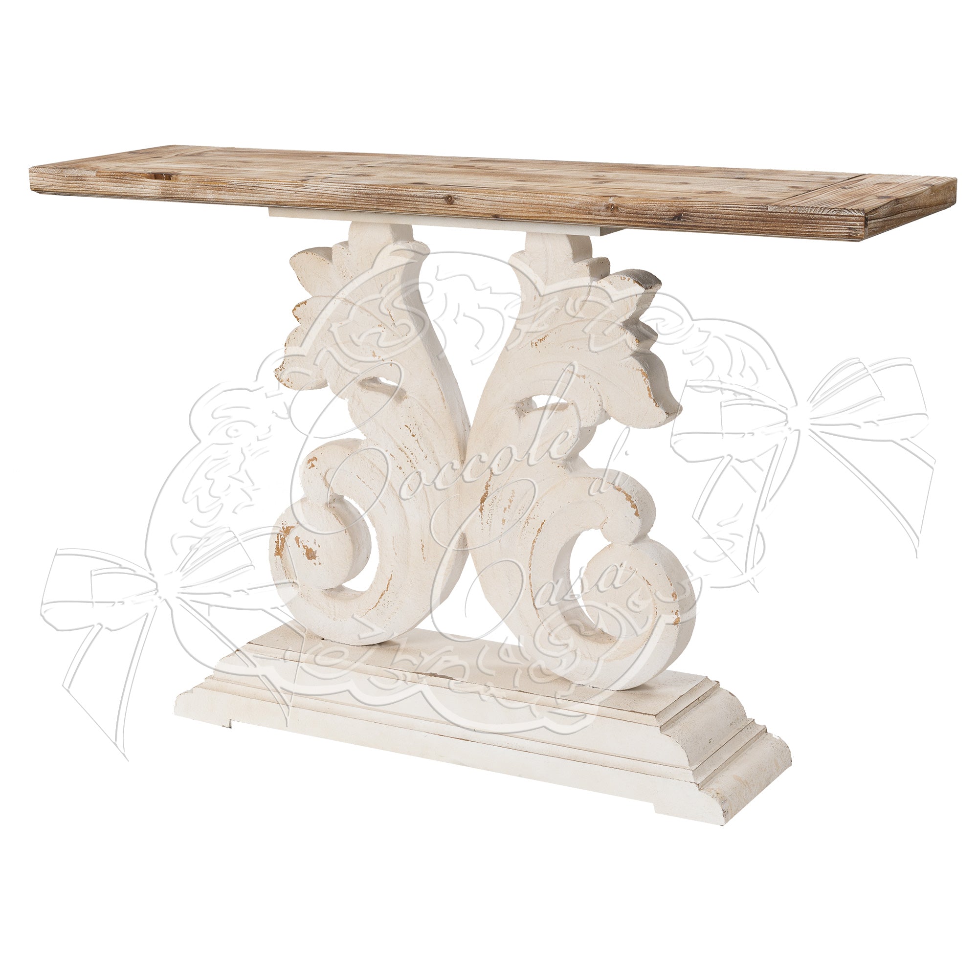 Consolle wing con top naturale misura 149x40x98cm