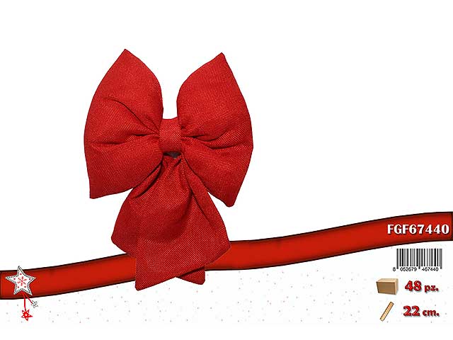Fiocchi decorativi natalizi rosso in tessuto 22cm