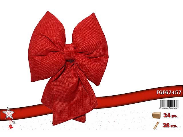 Fiocchi decorativi natalizi rosso in tessuto 28cm