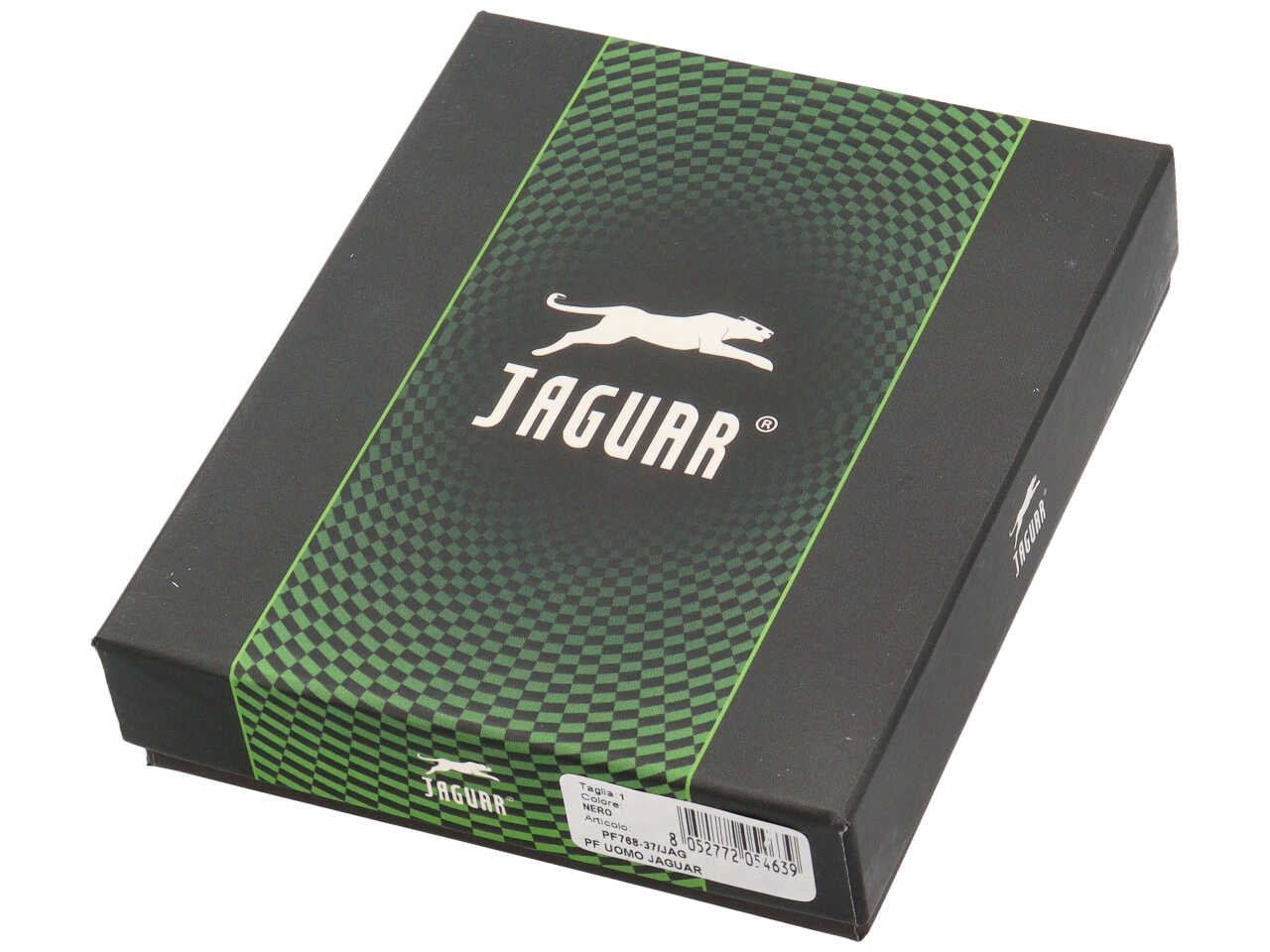 Portafoglio jaguar da uomo a molla con zip moneta in vera pelle sugar print misura 10,5x8,4cm colore nero