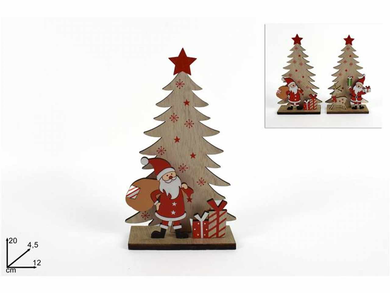 Albero legno con babbo natale 20x5x13cm