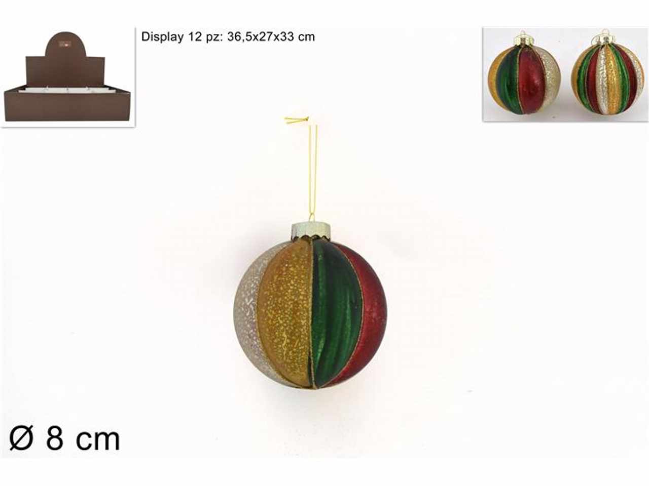 Palla vetro d.8cm multicolor 2ass ks22-due-191/192