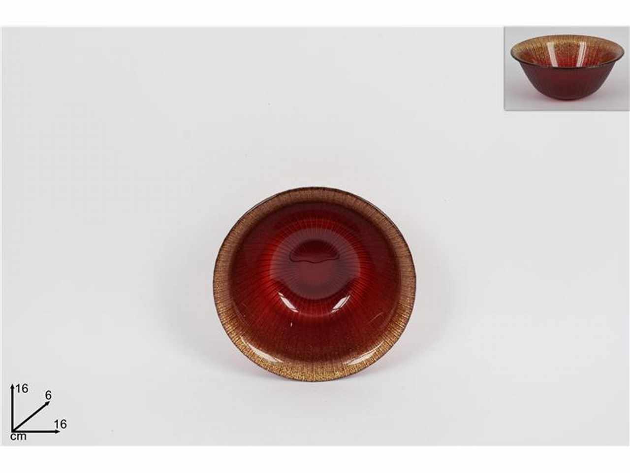 Coppetta vetro 16cm rossa glitter oro
