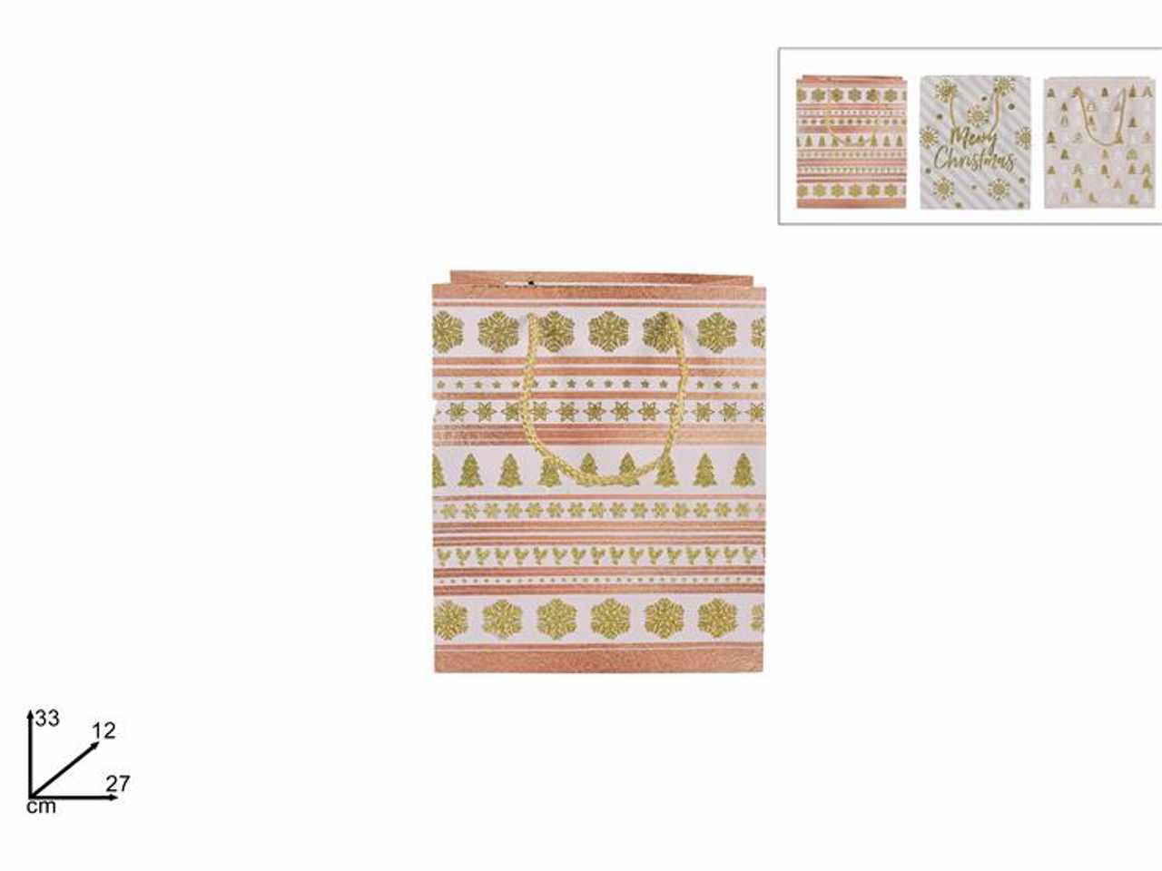 Busta shopper con decoro natalizio rosa 3ass 27x33x12