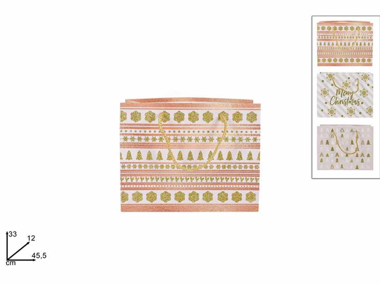 Busta shopper con decoro natalizio rosa 3ass 45.5x33x12