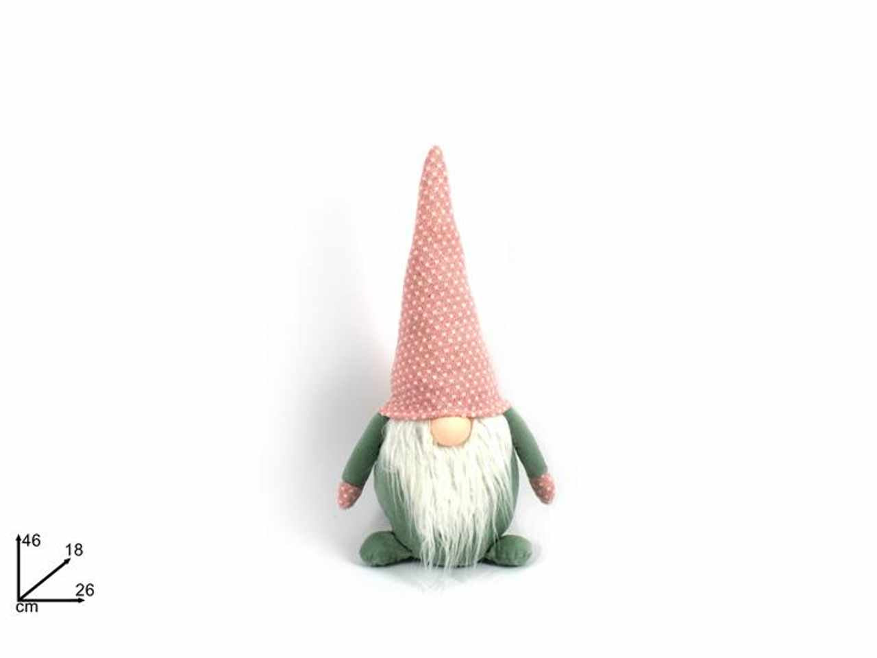 Gnomo di natale 46cm velluto verde&cappello rosa