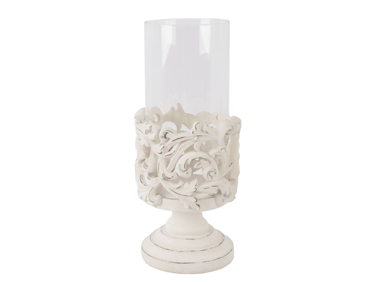 Portacandela aperto con base damask 11x29cm