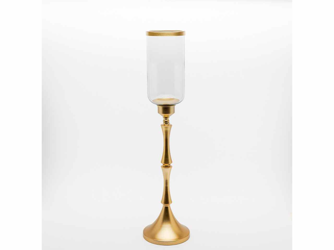 Porta candela con base alta oro 15x15x65cm